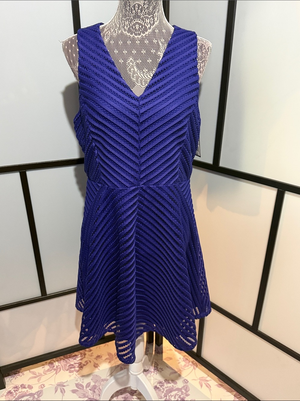 Mossimo Supply Co. Cobalt Blue Textured V‑Neck Mini Dress